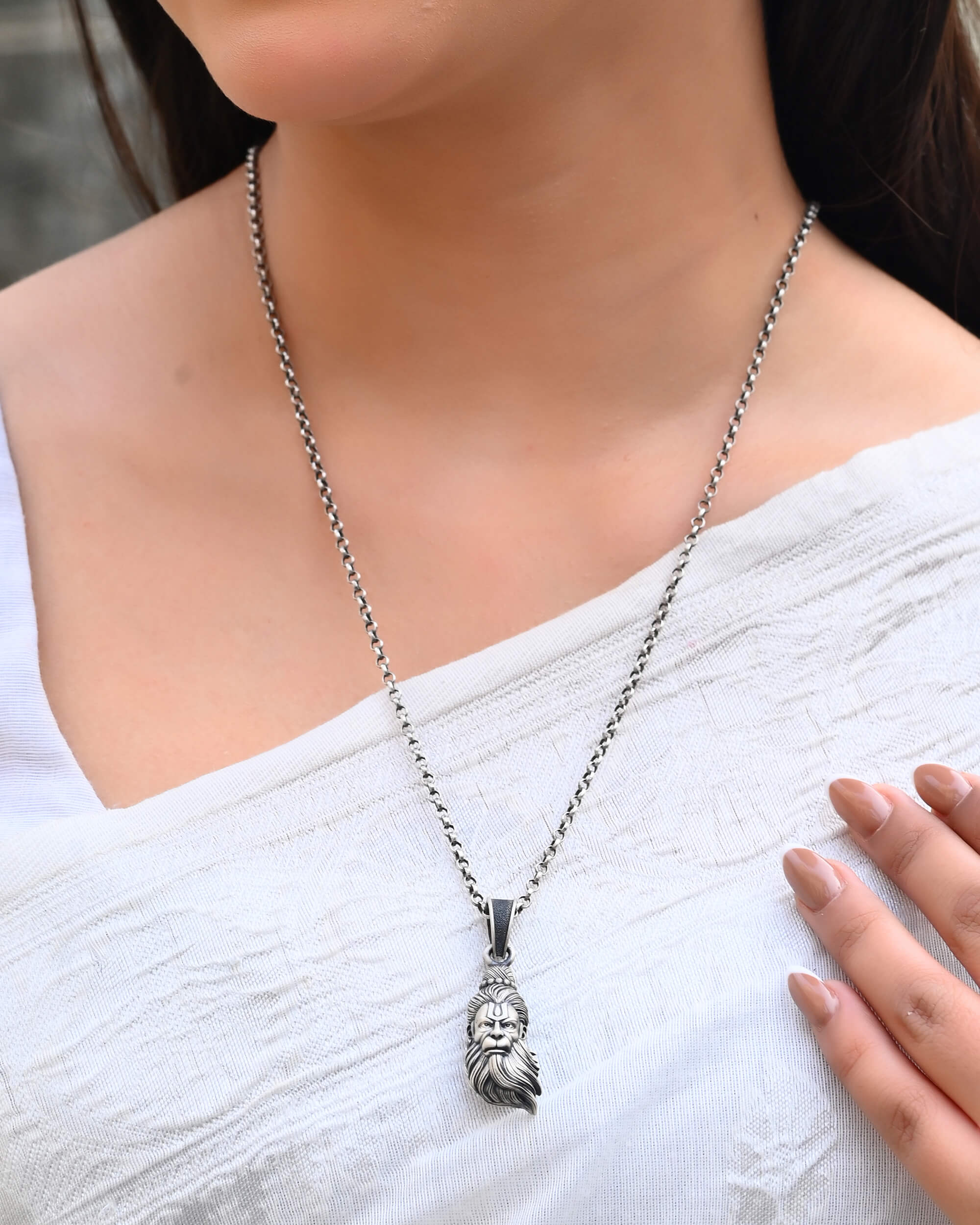 Bajrangbali Face Pendant - 925 Silver Jewellery Meera Jaipur