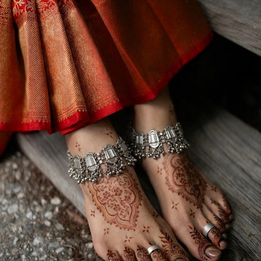 Banjaara Silver Anklet - 925 Silver Jewellery Meera Jaipur