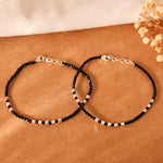 Black Bead Bracelets - 925 Silver Jewellery Meera Jaipur