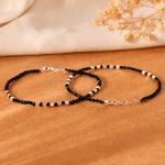 Black Bead Bracelets - 925 Silver Jewellery Meera Jaipur
