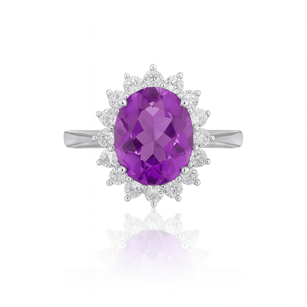 Bloom amethyst silver ring - 925 Silver Jewellery Meera Jaipur