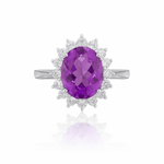 Bloom amethyst silver ring - 925 Silver Jewellery Meera Jaipur
