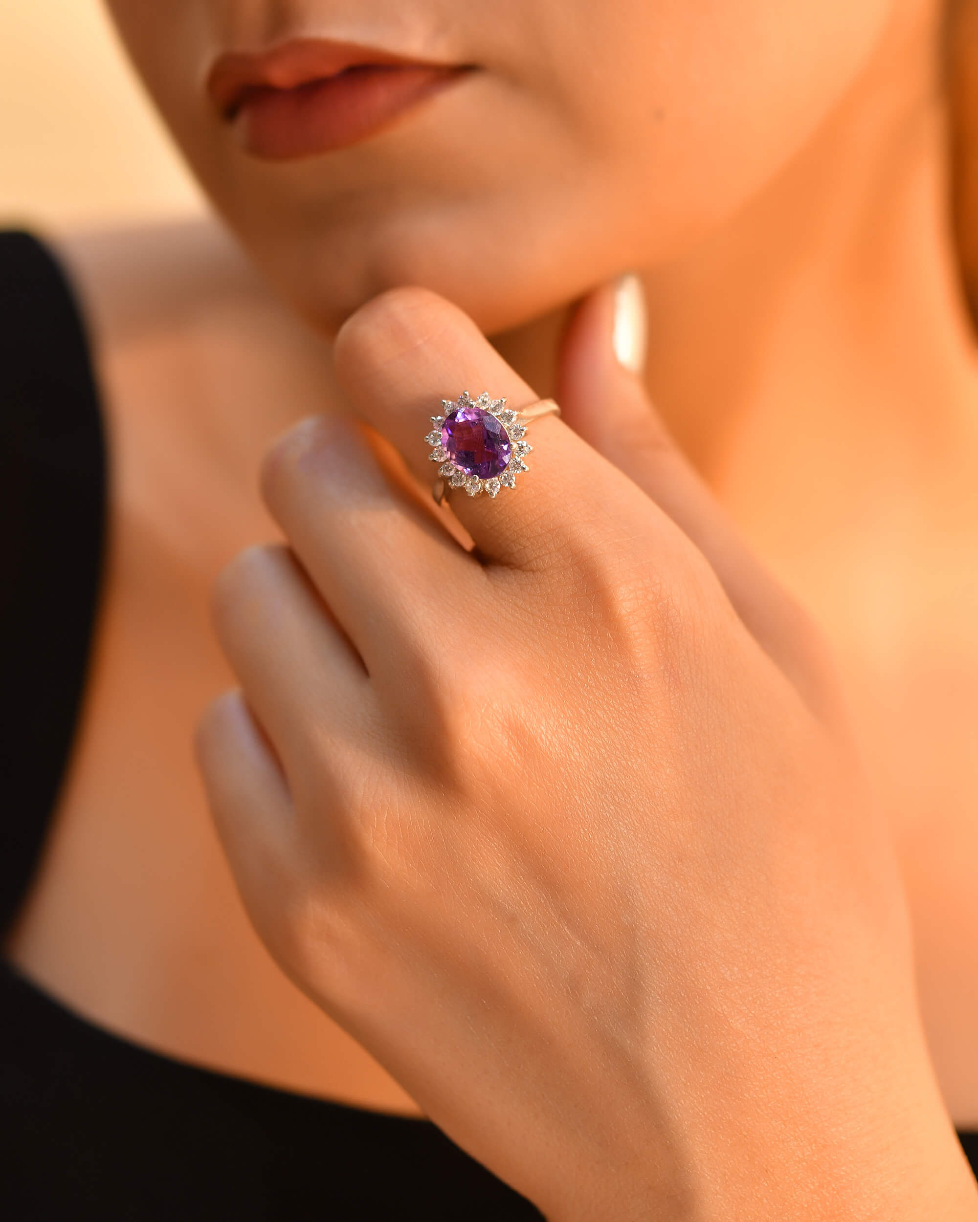 Bloom amethyst silver ring - 925 Silver Jewellery Meera Jaipur