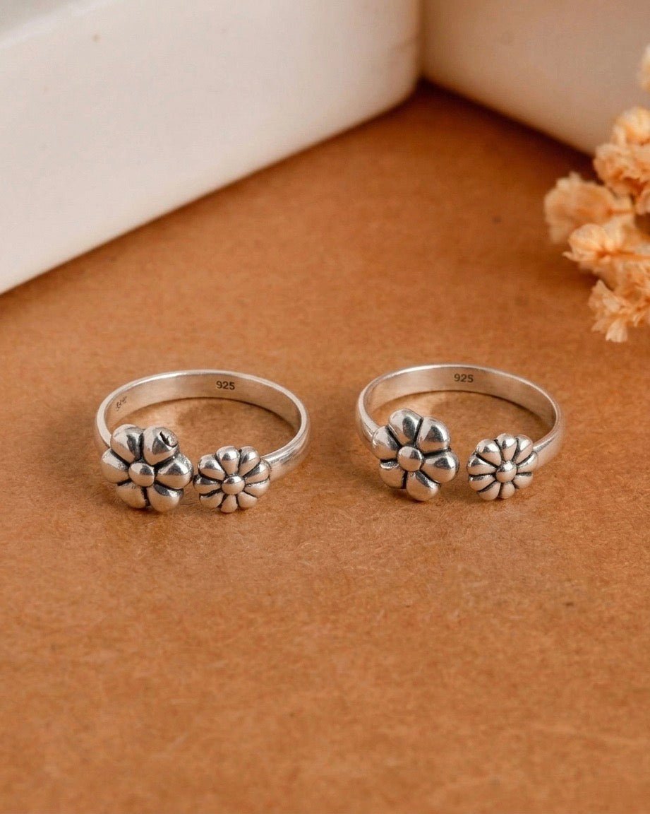 Blossom Duo Toe Ring 925 sterling silver - meera jaipur