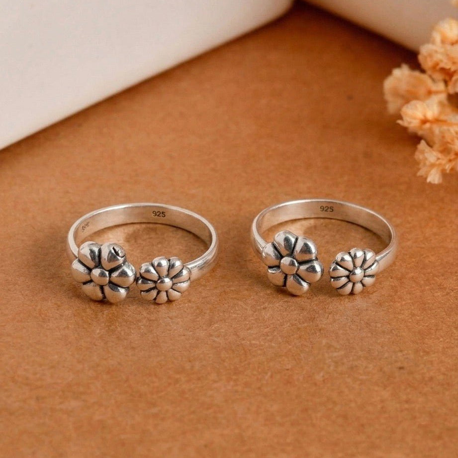 Blossom Duo Toe Ring 925 sterling silver - meera jaipur