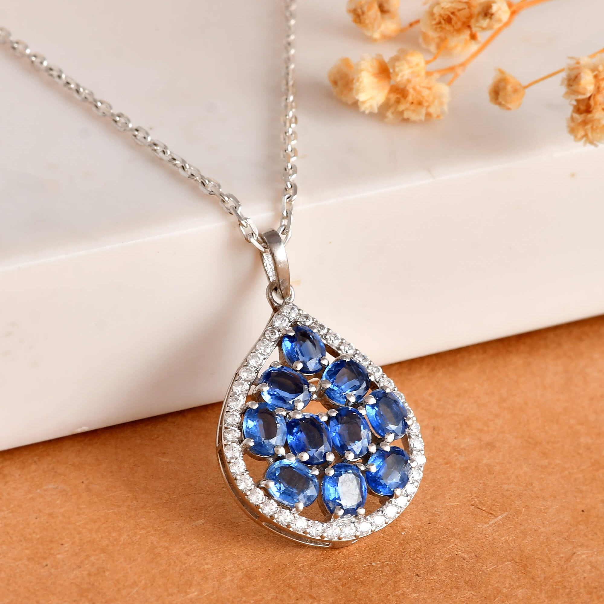 Blue Royale Cluster Pendant - 925 Silver Jewellery Meera Jaipur