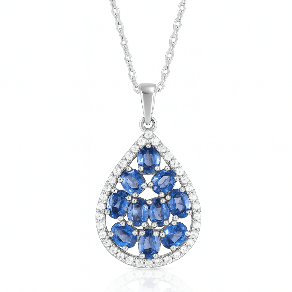 Blue Royale Cluster Pendant - 925 Silver Jewellery Meera Jaipur