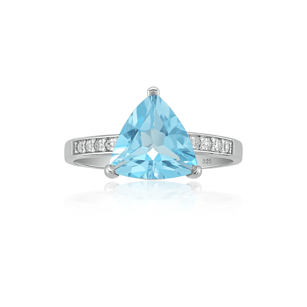 Blue topaz tri Silver ring - 925 Silver Jewellery Meera Jaipur