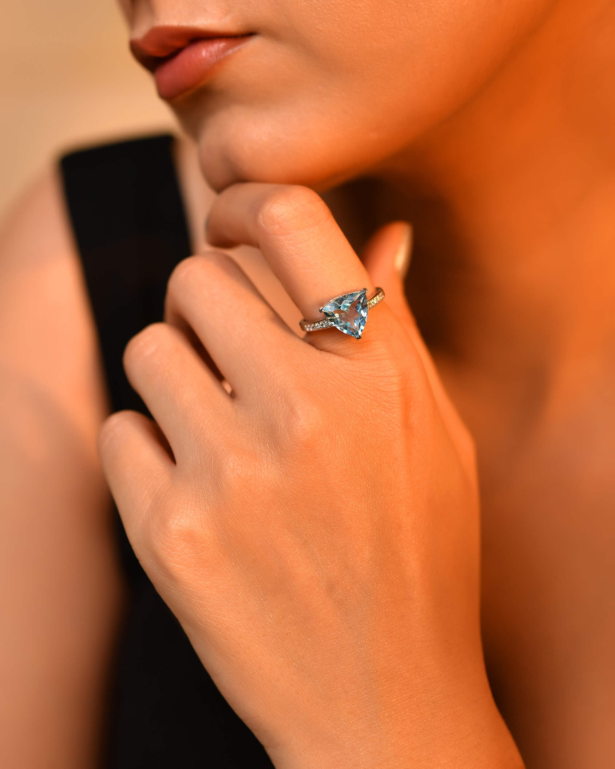 Blue topaz tri Silver ring - 925 Silver Jewellery Meera Jaipur