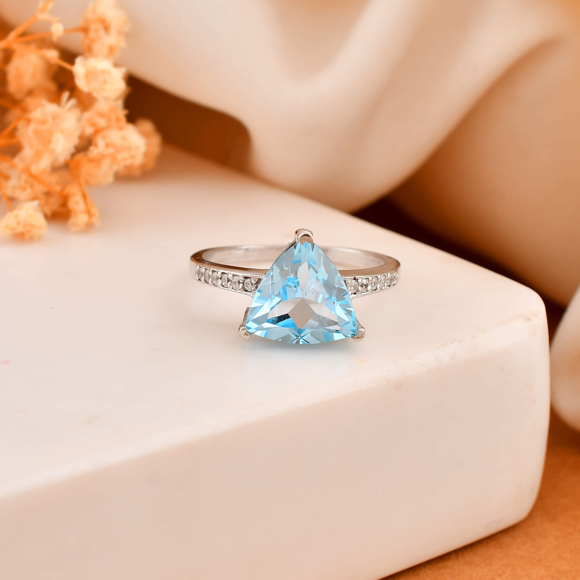 Blue topaz tri Silver ring - 925 Silver Jewellery Meera Jaipur