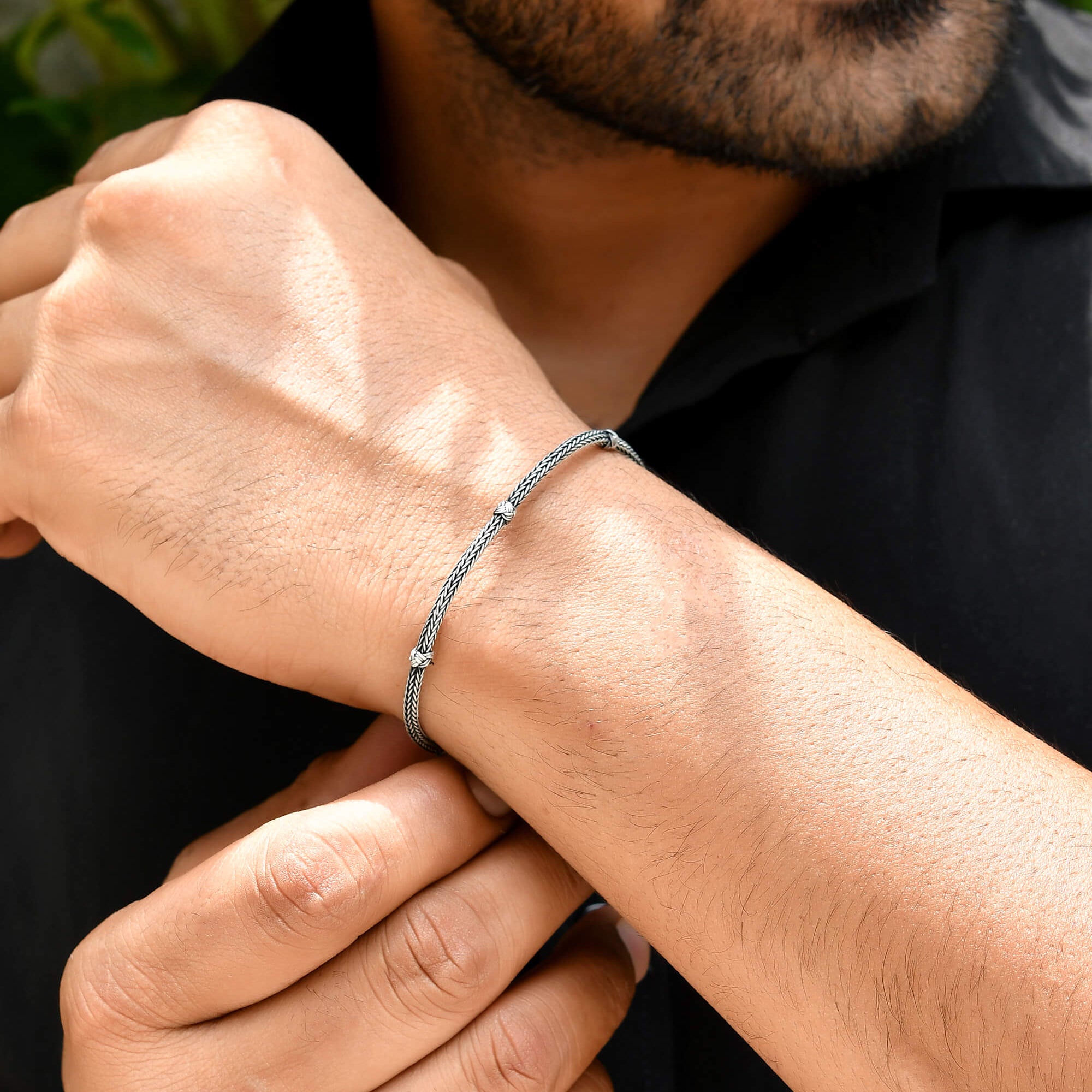Braided Italian Silver Bracelet - 925 Silver Jewellery Meera Jaipur