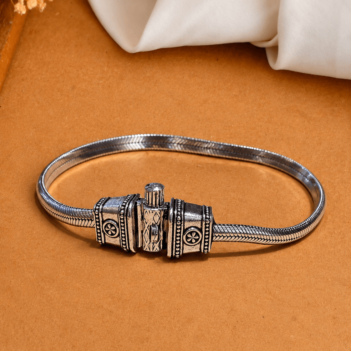 Maya Oxidized Silver Snake Anklet