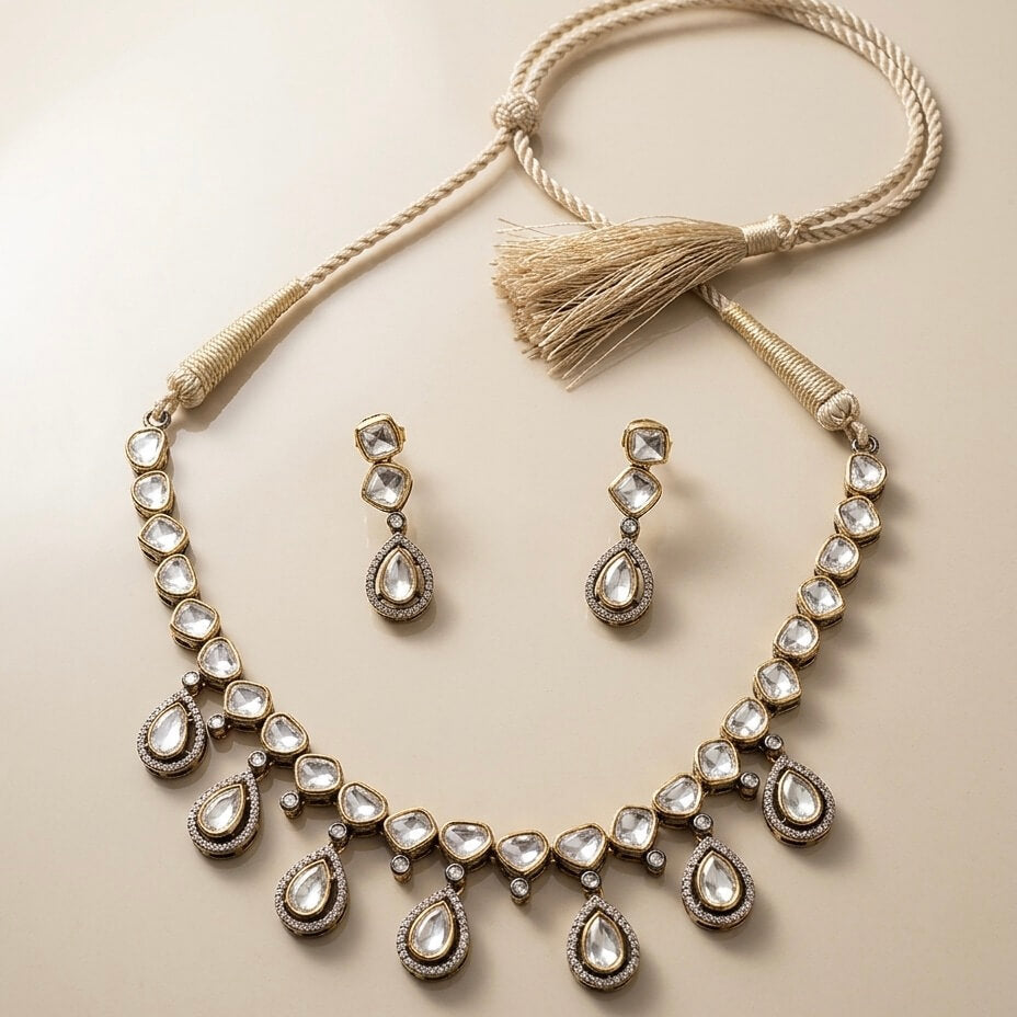 Chandani Silver Necklace Set 925 sterling silver meera jaipur