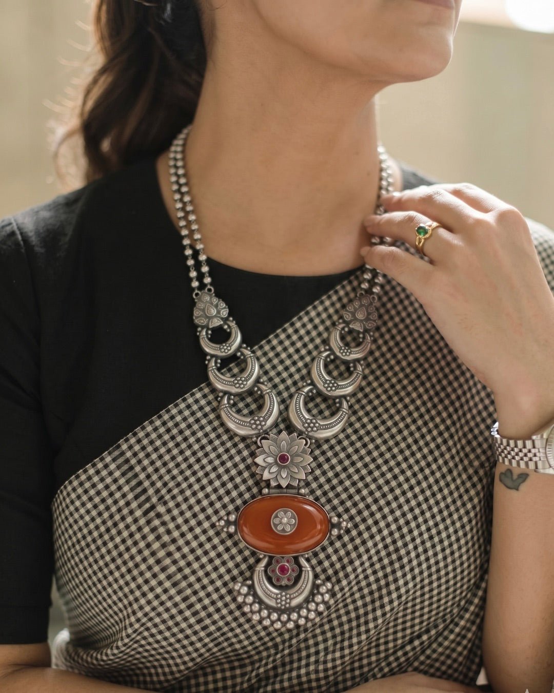 Chandra Necklace 925 sterling silver meera jaipur