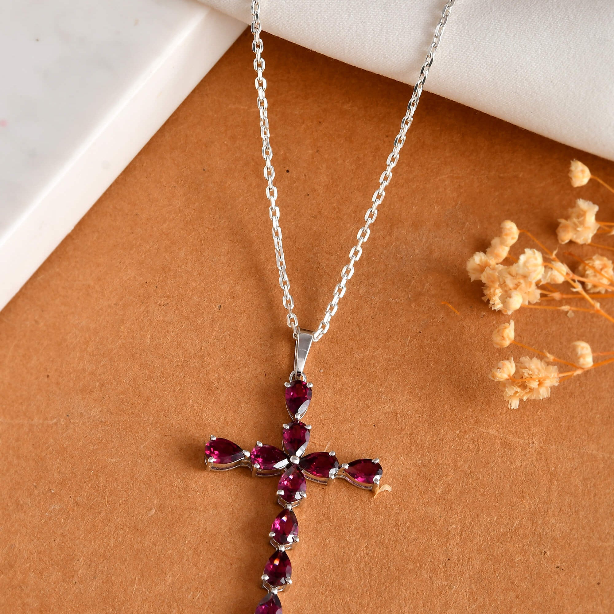 Crimson Cross Pendant - 925 Silver Jewellery Meera Jaipur
