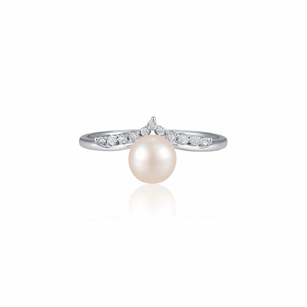 Crown silver pearl ring - 925 Silver Jewellery Meera Jaipur