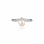 Crown silver pearl ring - 925 Silver Jewellery Meera Jaipur