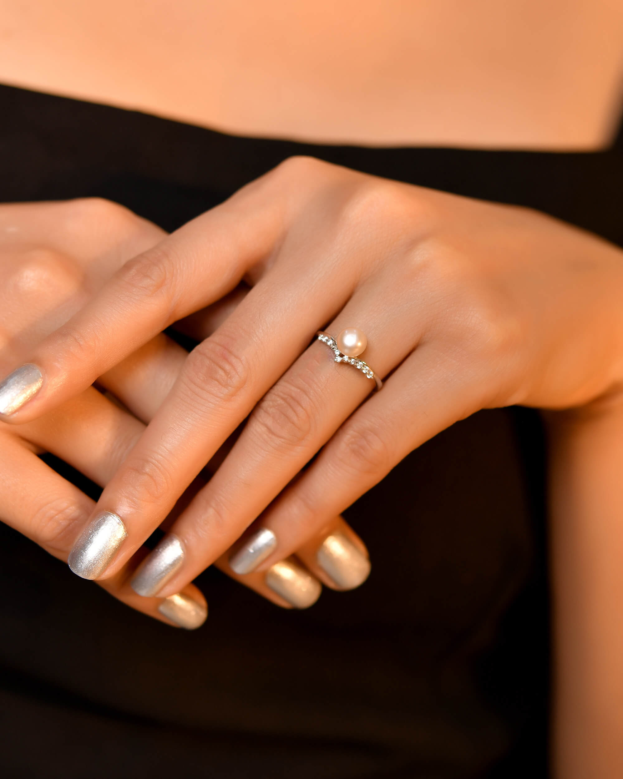 Crown silver pearl ring - 925 Silver Jewellery Meera Jaipur