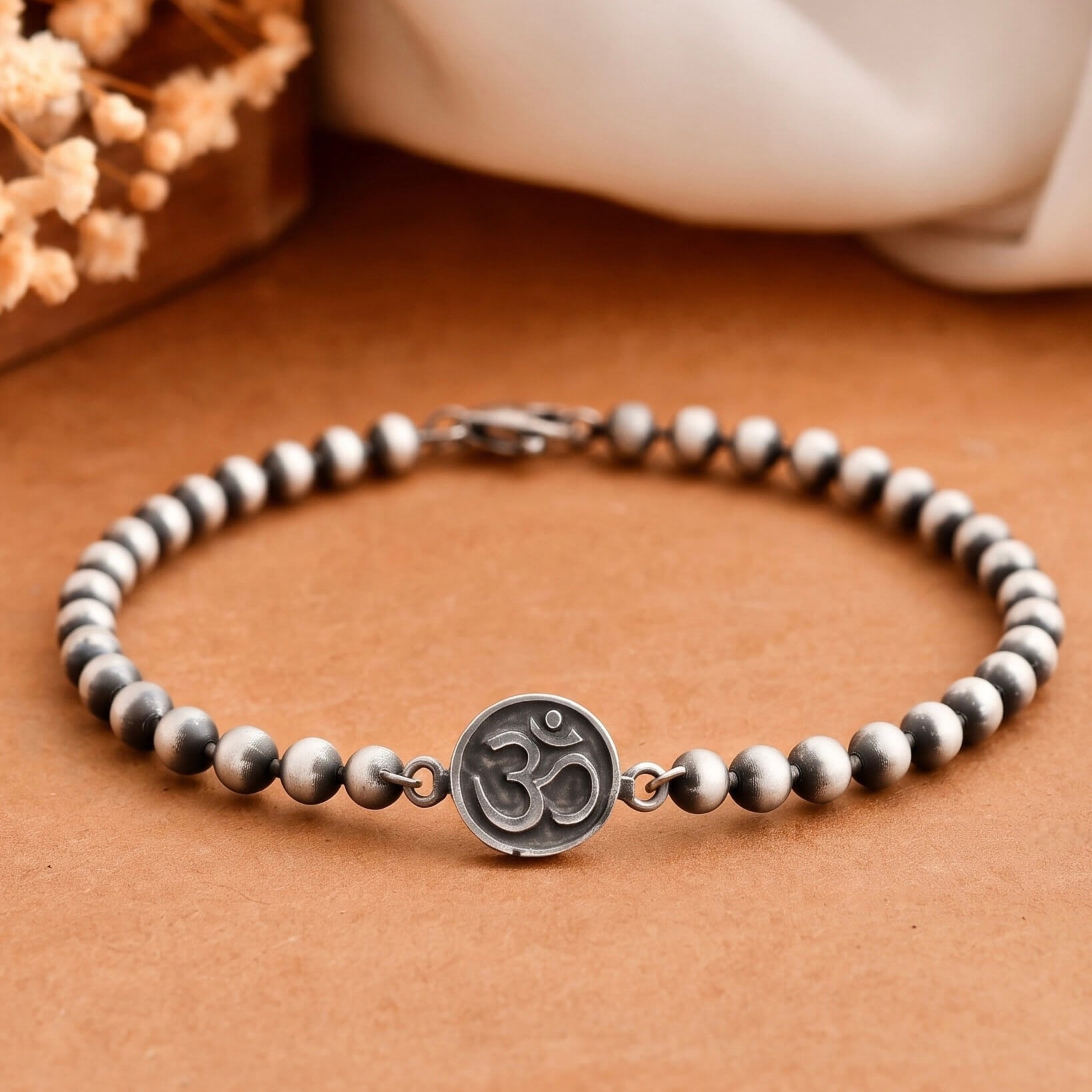 Om Silver Chain Bracelet