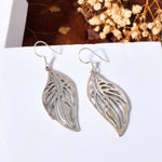 Leaf Carved silver earrings - 925 Silver Jewellery Meera Jaipur