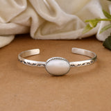 Pearl Elegance Silver Cuff Bangle