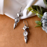 Long Tribal Silver Earrings