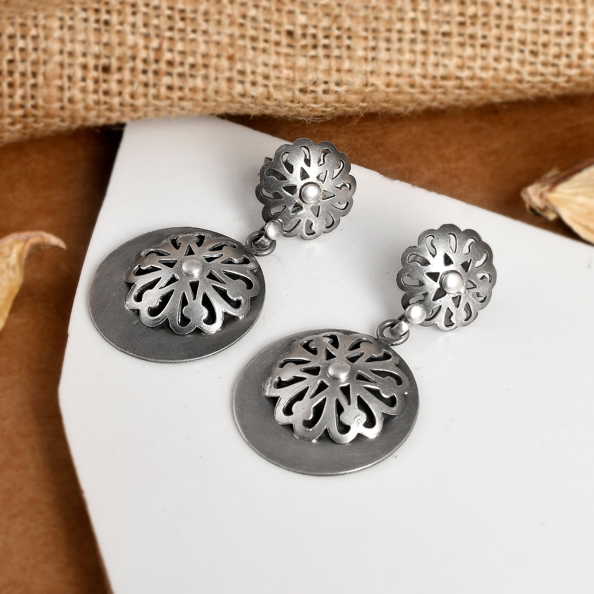 Harini Tribal Pure Silver Earrings - 925 Silver Jewellery Meera Jaipur