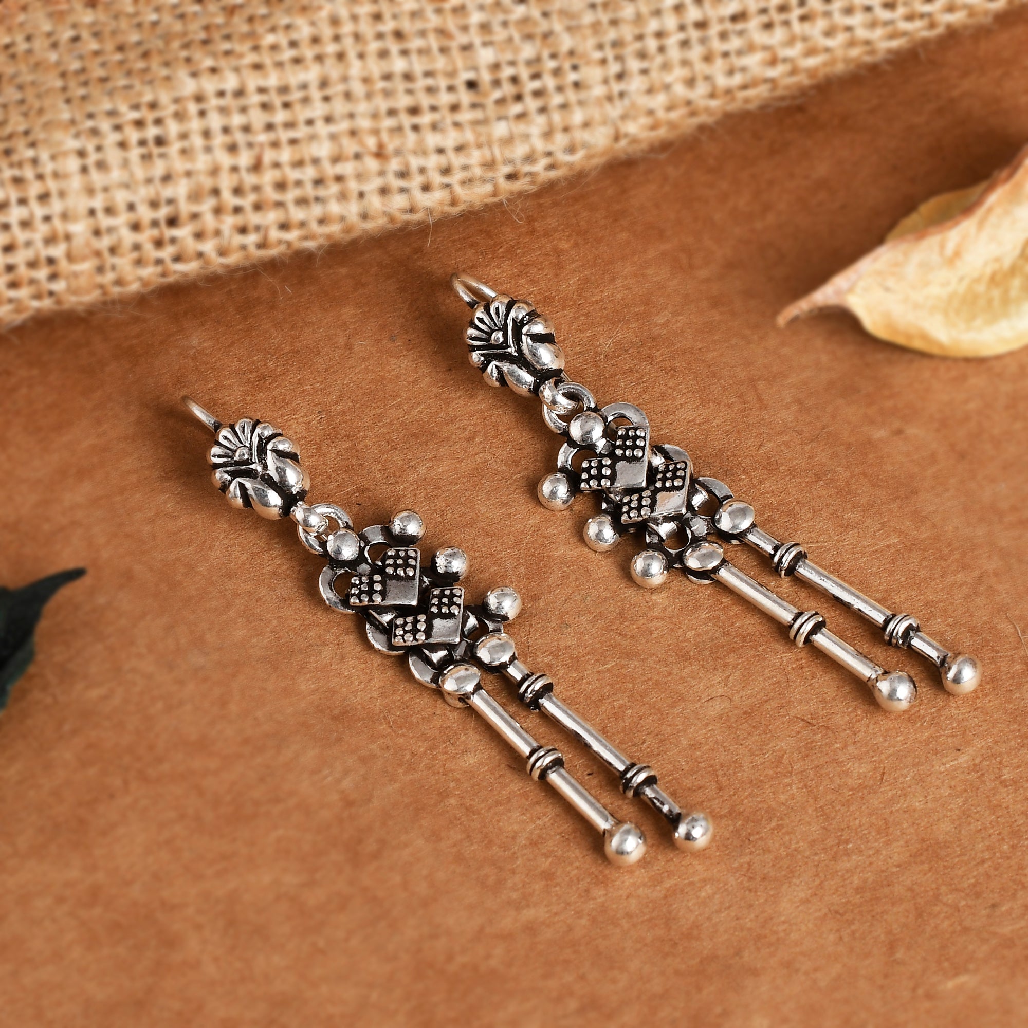 Pradha Tribal Pure Silver Earrings - 925 Silver Jewellery Meera Jaipur