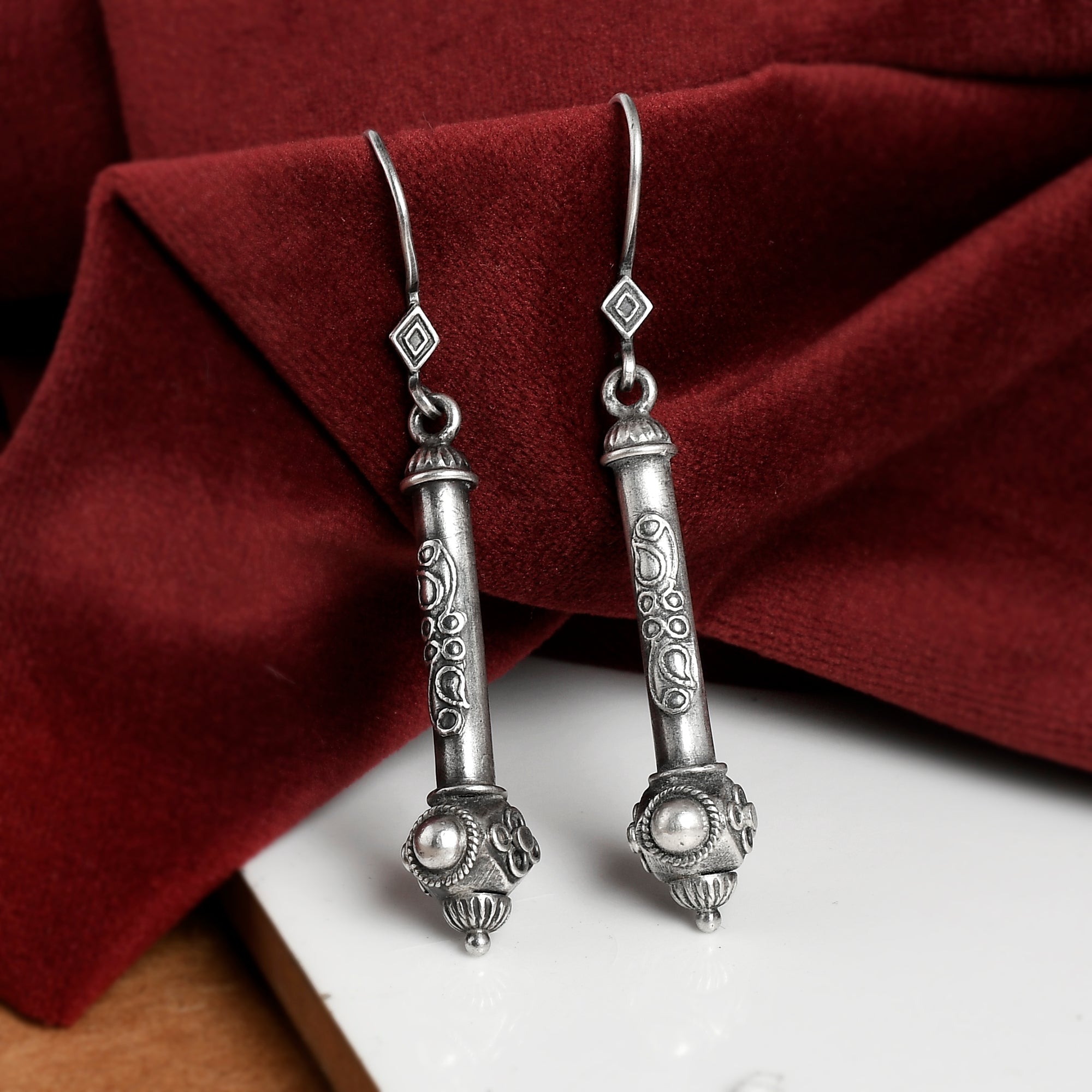 Pradnya Tribal Pure Silver Earrings - 925 Silver Jewellery Meera Jaipur