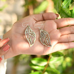 Leaf Carved silver earrings - 925 Silver Jewellery Meera Jaipur