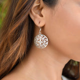 Round Carved silver earrings