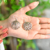 Round Carved silver earrings