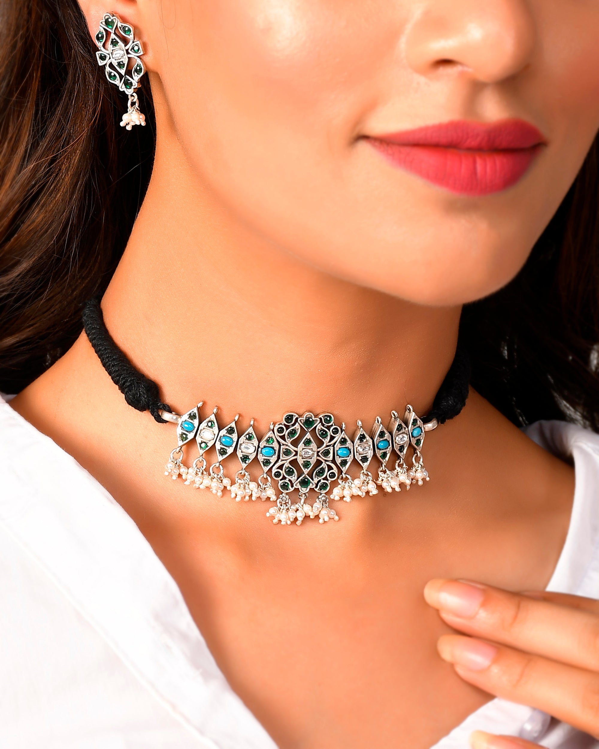 Amer choker necklace - 925 Silver Jewellery Meera Jaipur
