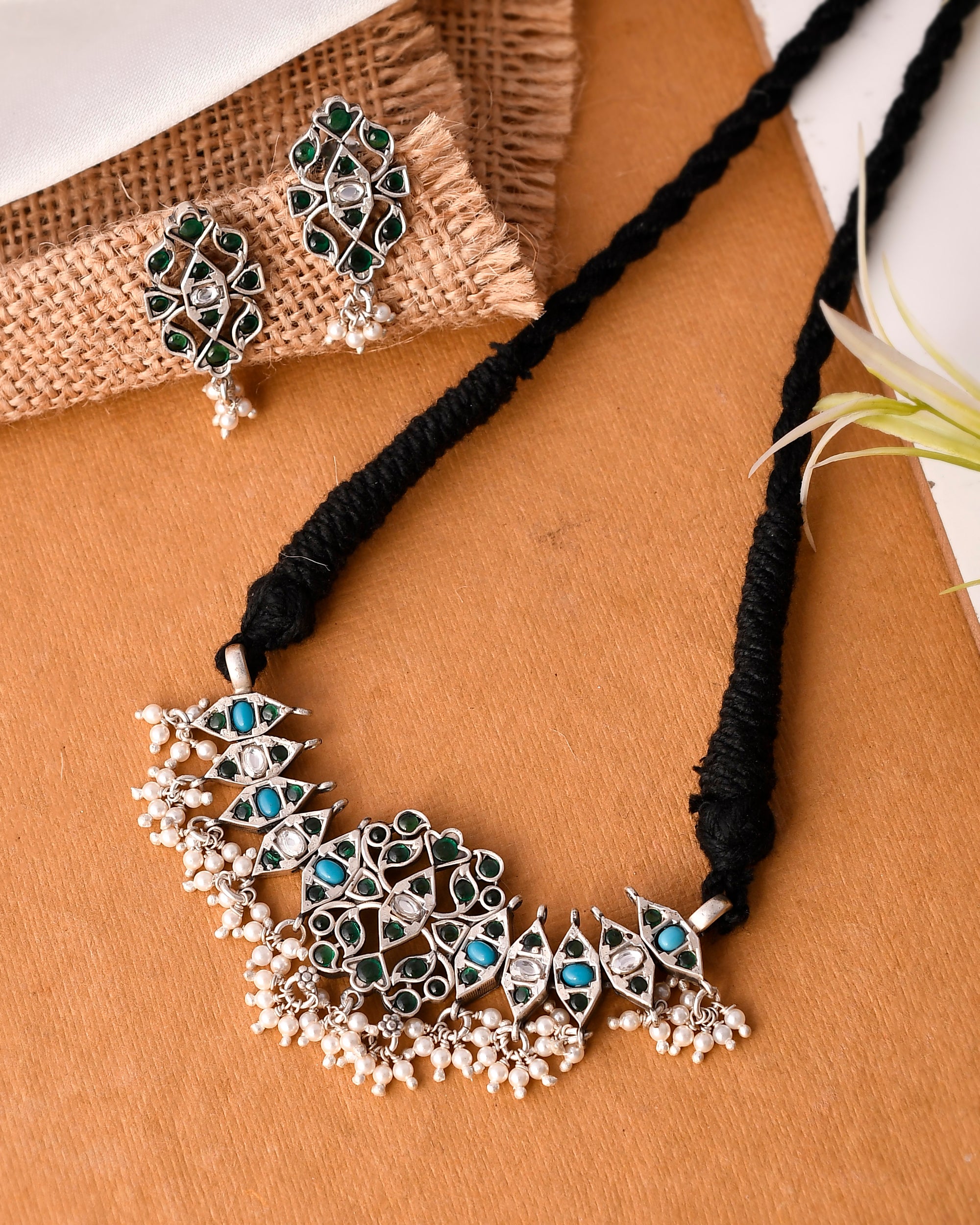 Amer choker necklace - 925 Silver Jewellery Meera Jaipur