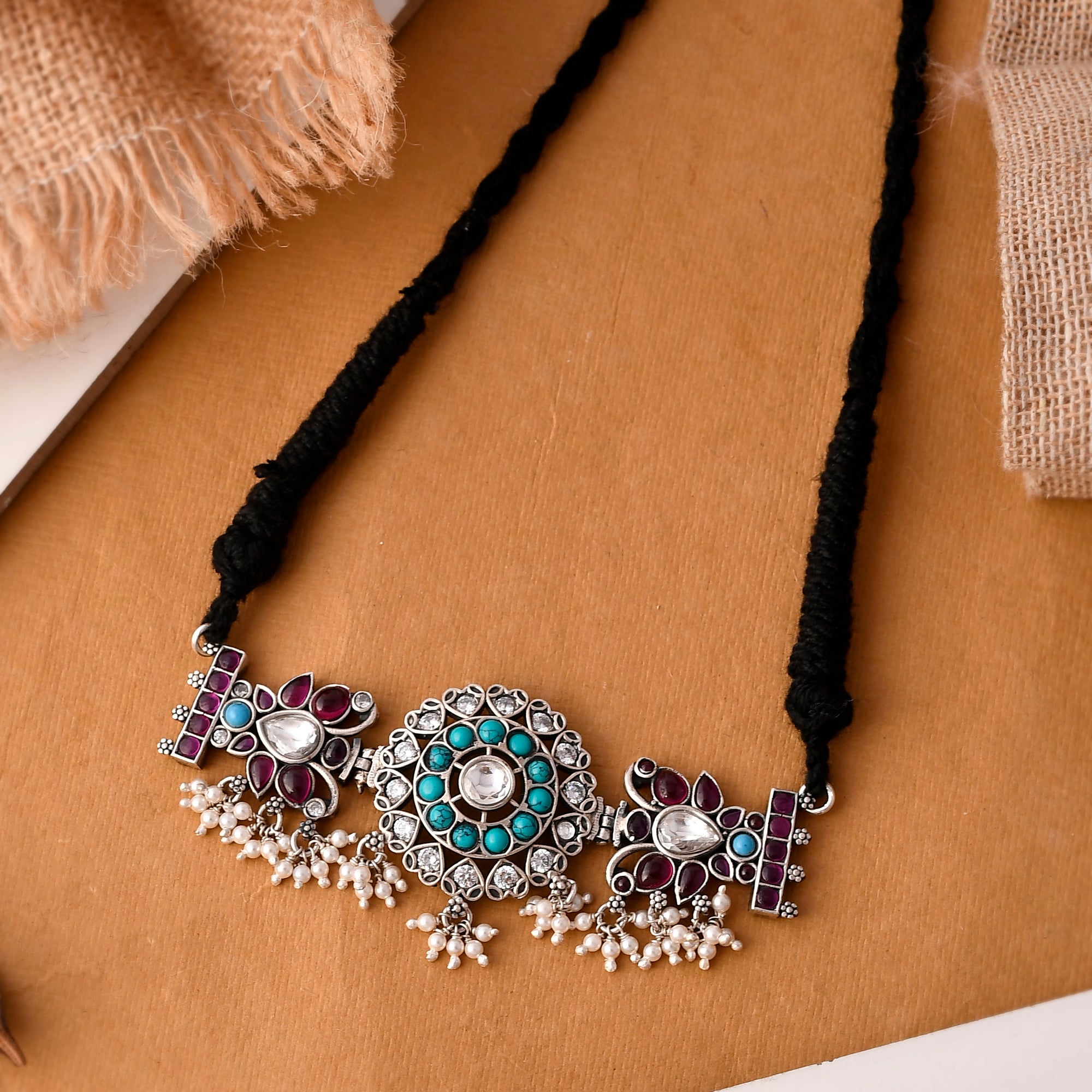 Jini silver choker necklace - 925 Silver Jewellery Meera Jaipur