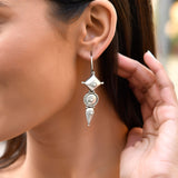 Long Tribal Silver Earrings