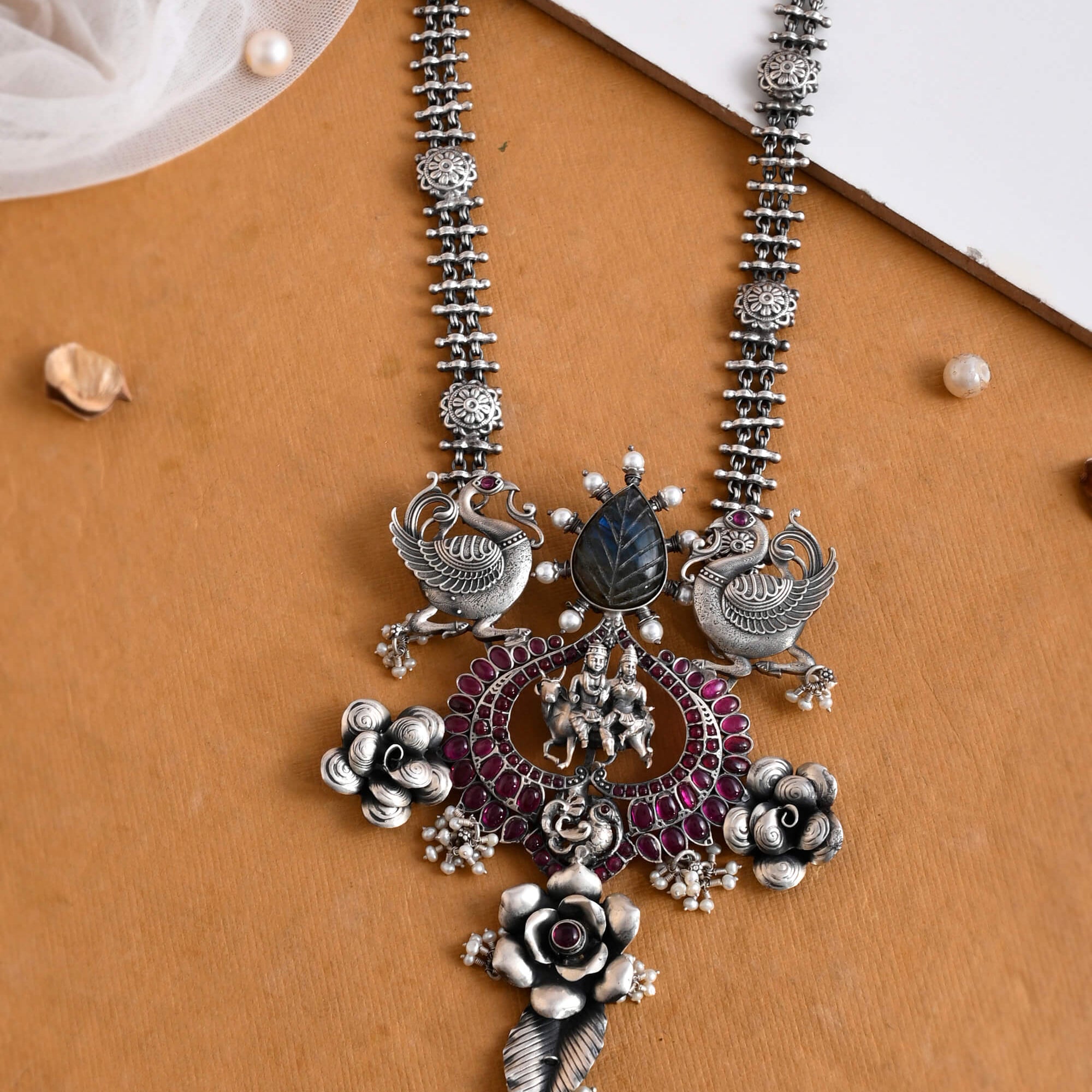 Long tribal necklace - 925 Silver Jewellery Meera Jaipur