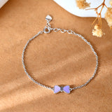 Purple Bow baby silver bracelet