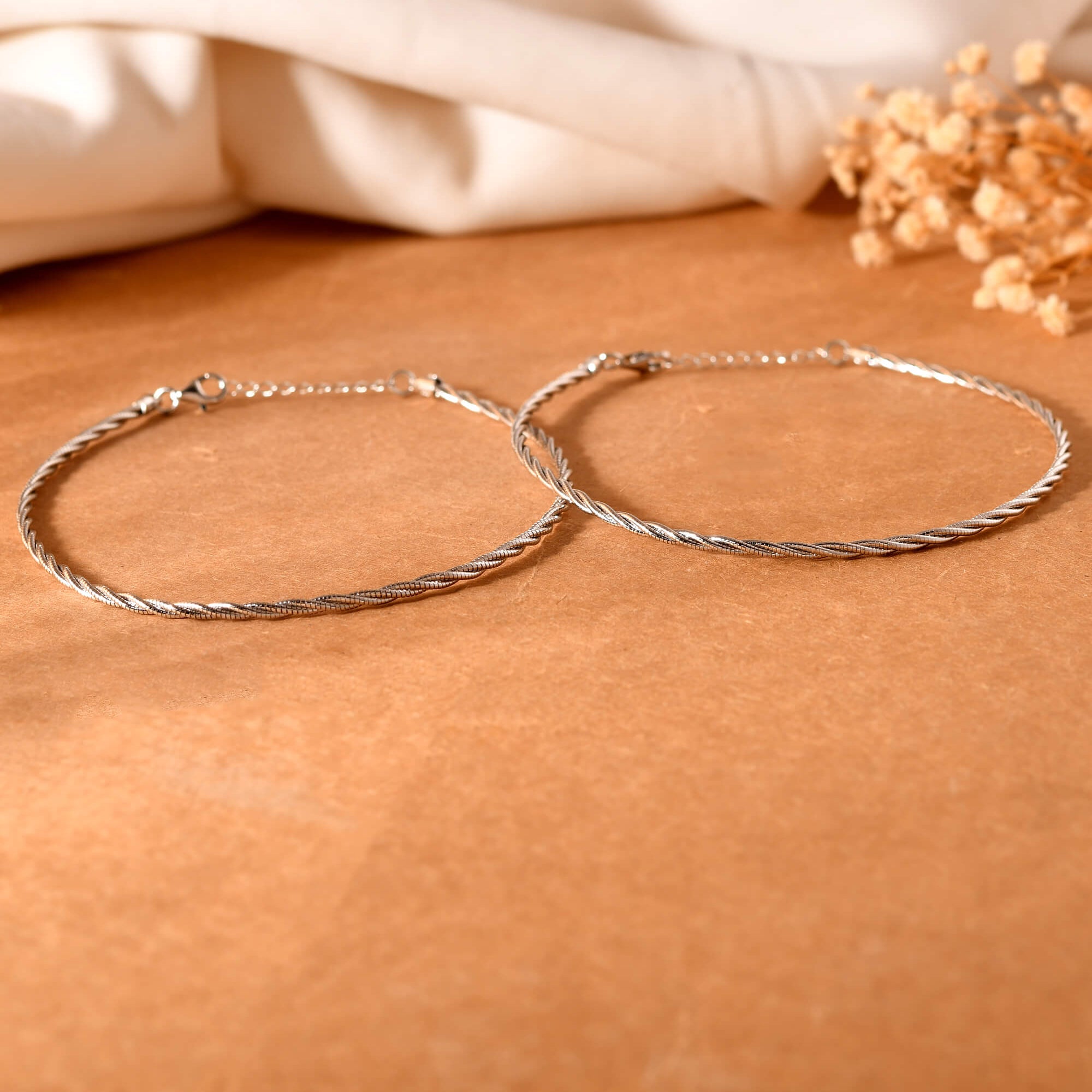 Twist Silver Anklet