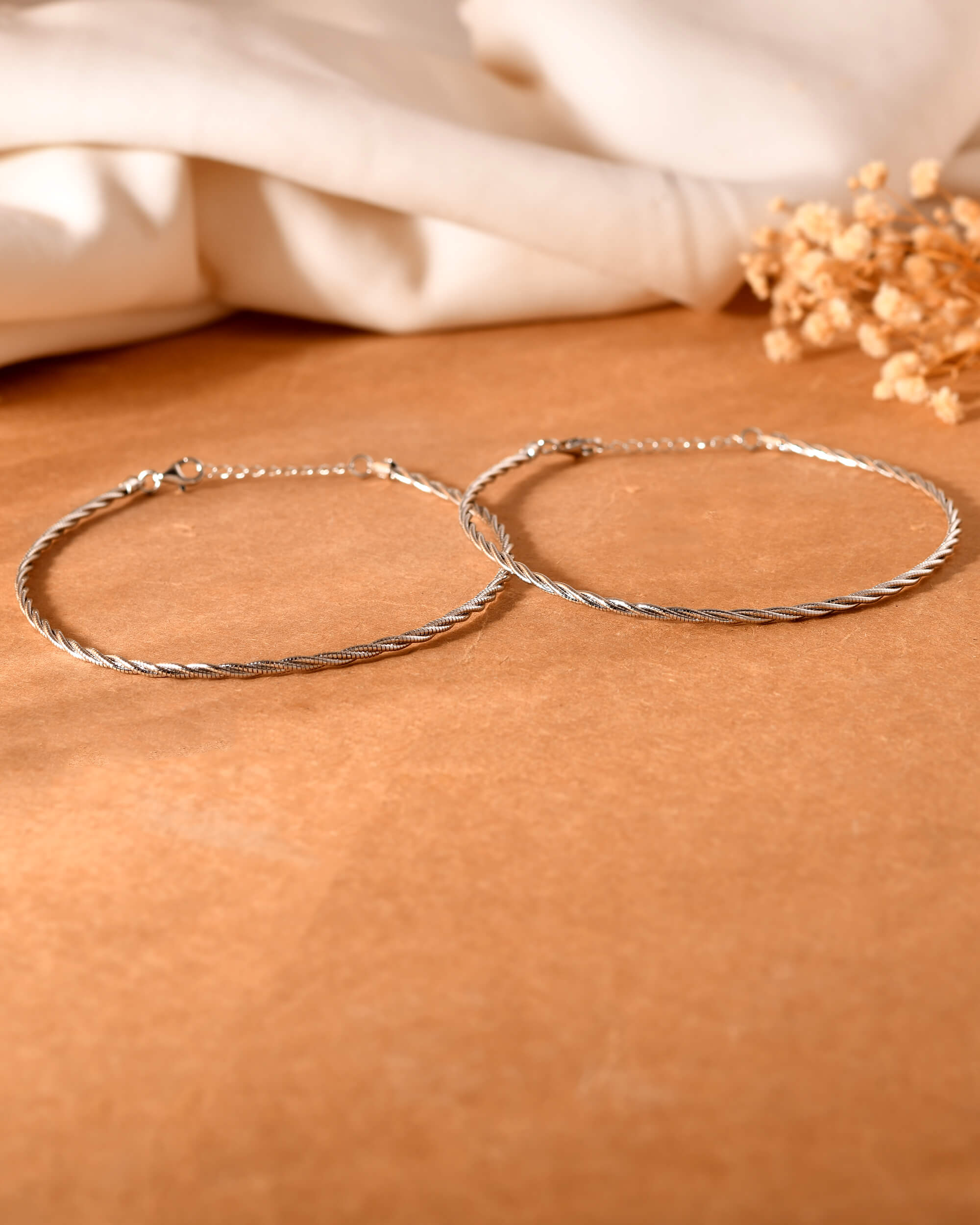 Twist Silver Anklet - 925 Silver Jewellery Meera Jaipur