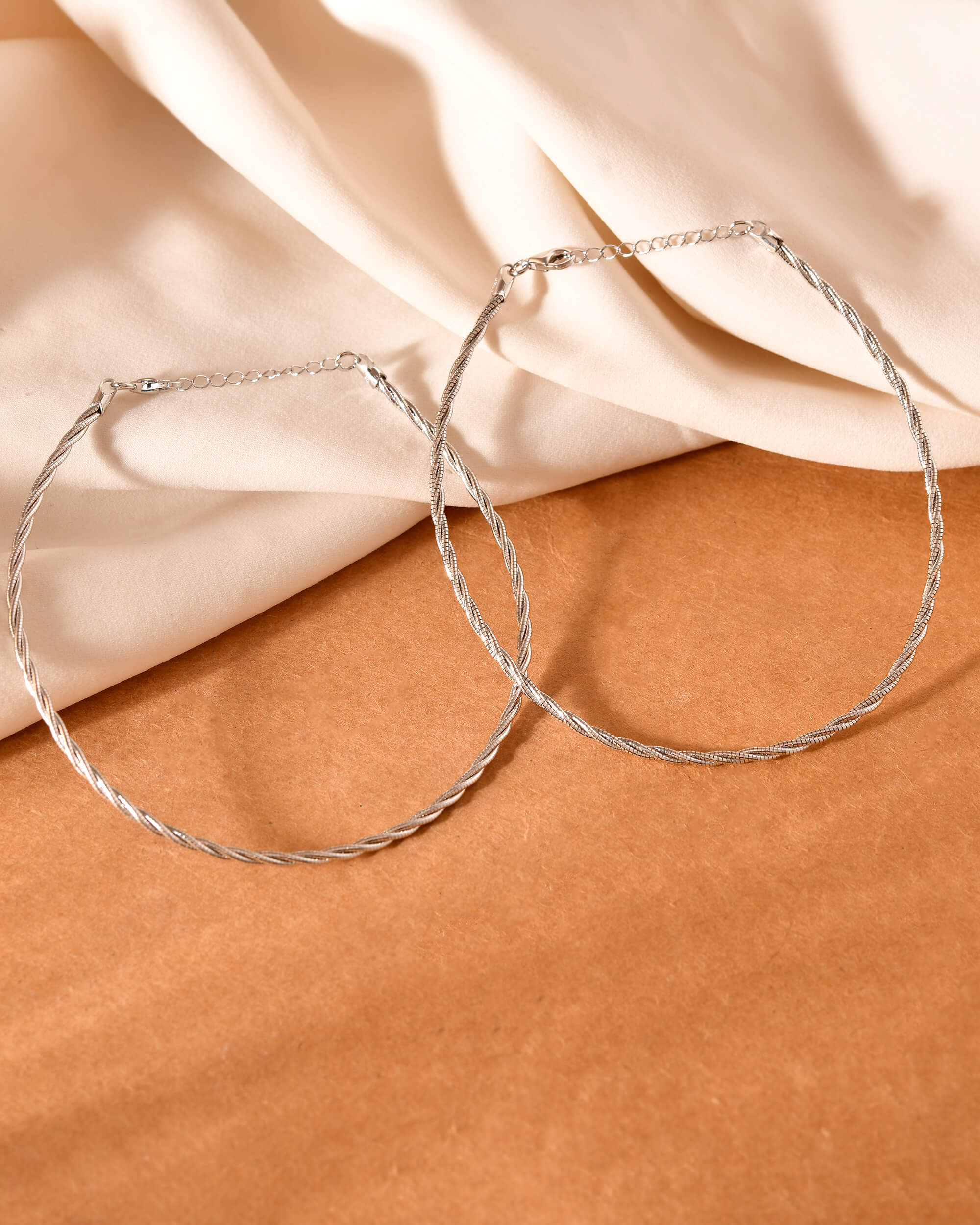 Twist Silver Anklet - 925 Silver Jewellery Meera Jaipur