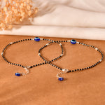Evil Eye Bead Silver Anklet - 925 Silver Jewellery Meera Jaipur