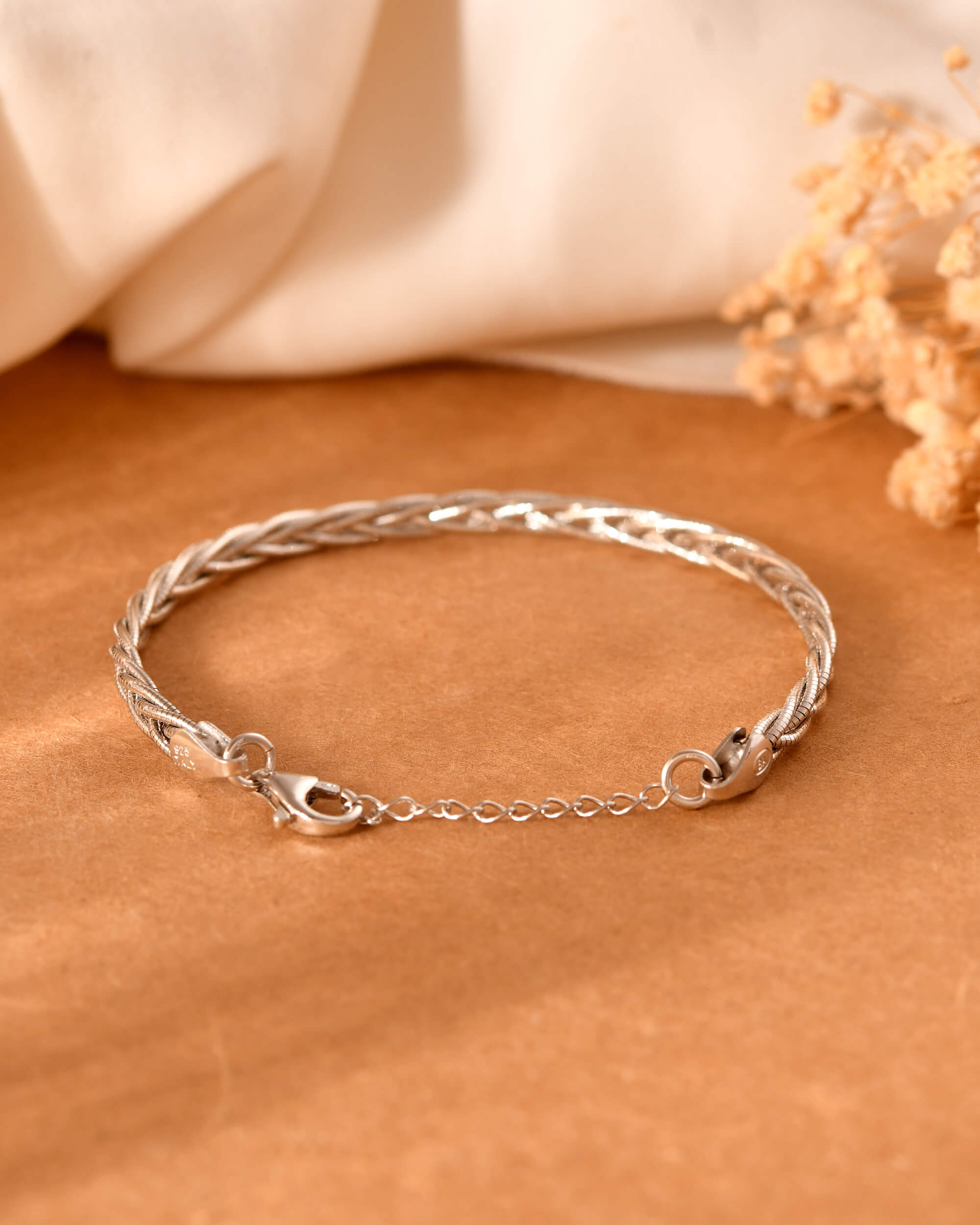 Twisted Pure Silver Bracelet - 925 Silver Jewellery Meera Jaipur