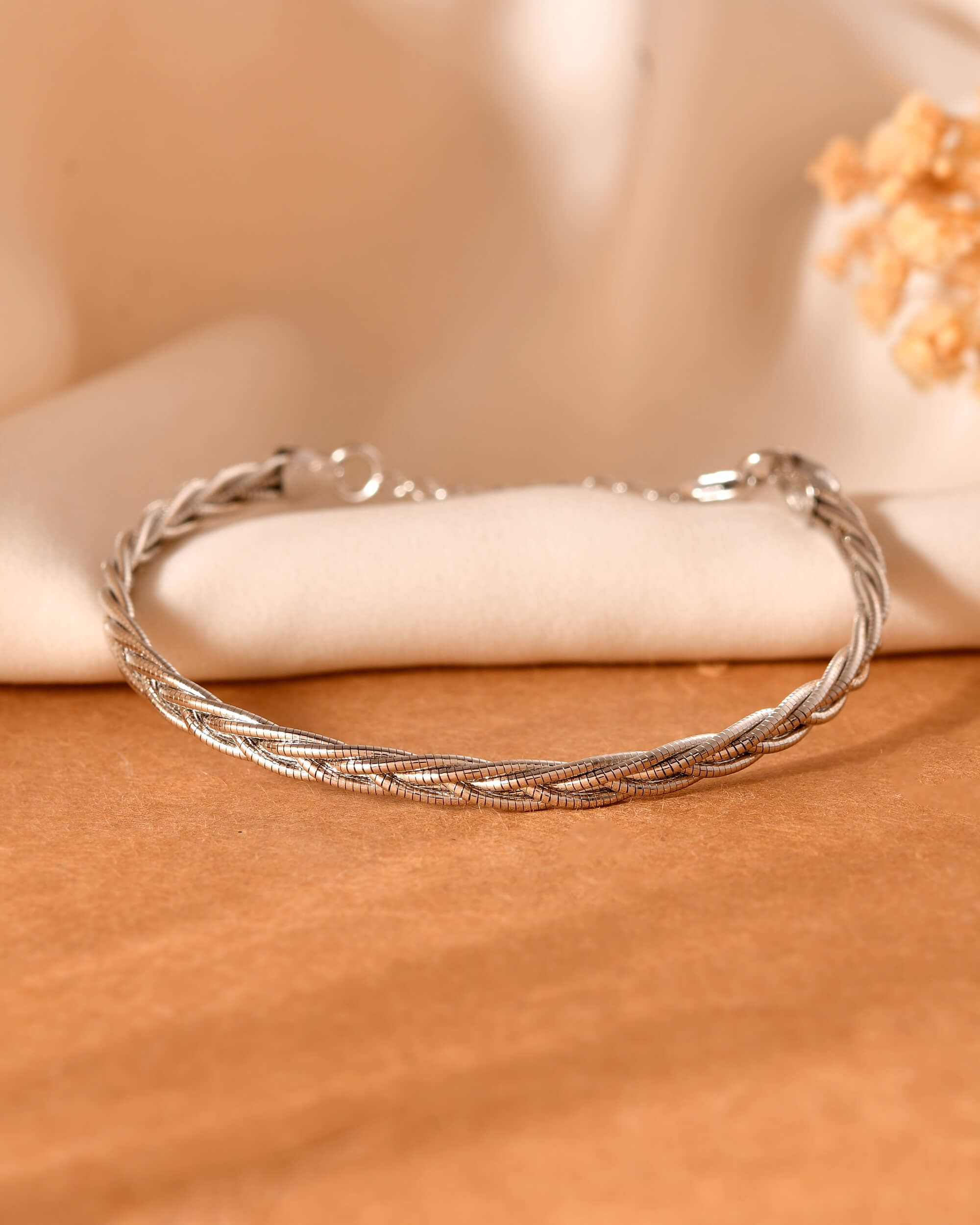 Twisted Pure Silver Bracelet - 925 Silver Jewellery Meera Jaipur