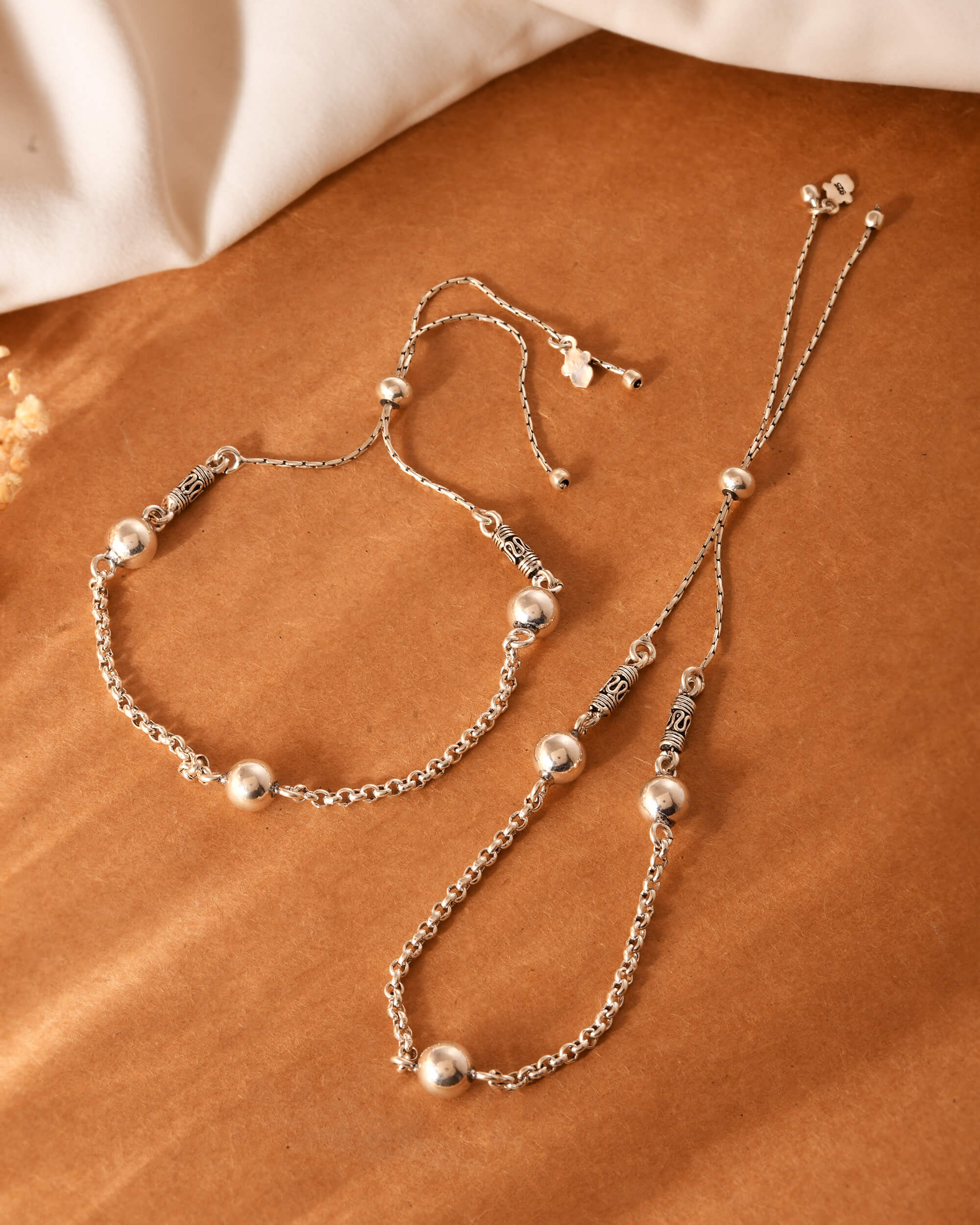 Long Chain Drop Anklet - 925 Silver Jewellery Meera Jaipur
