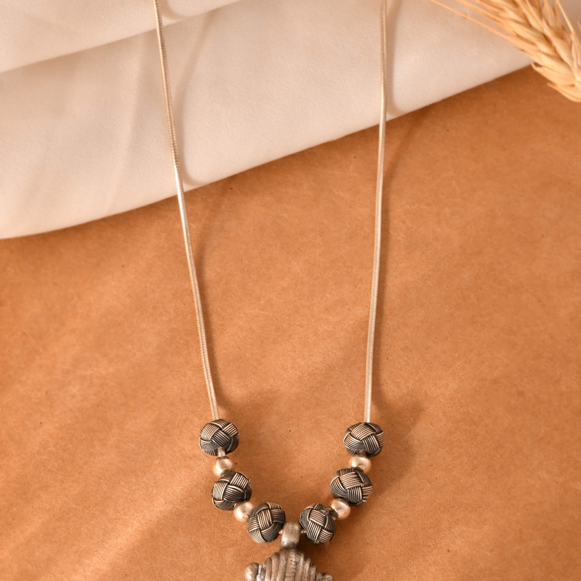 Heritage Silver Bead Necklace - 925 Silver Jewellery Meera Jaipur