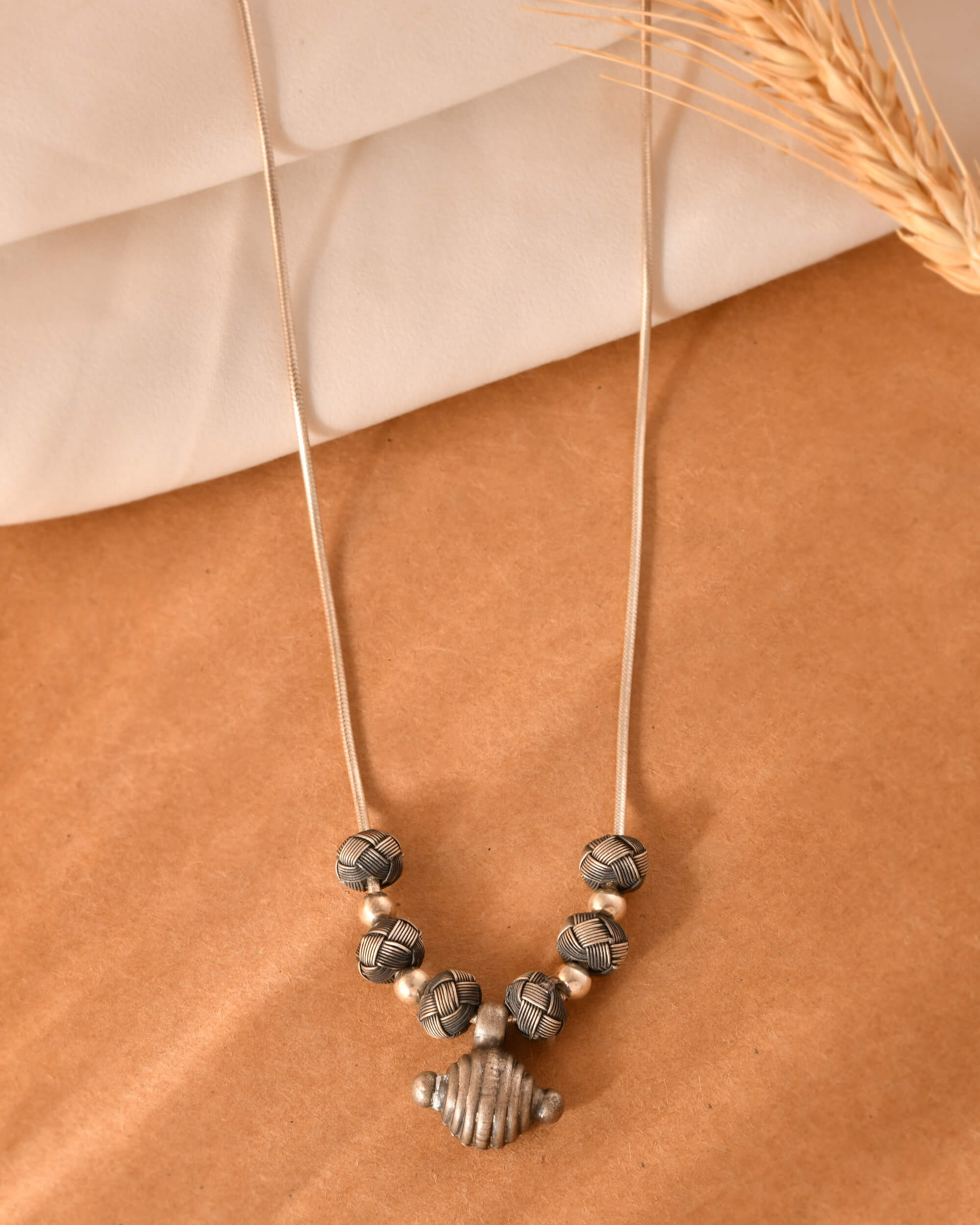 Heritage Silver Bead Necklace - 925 Silver Jewellery Meera Jaipur