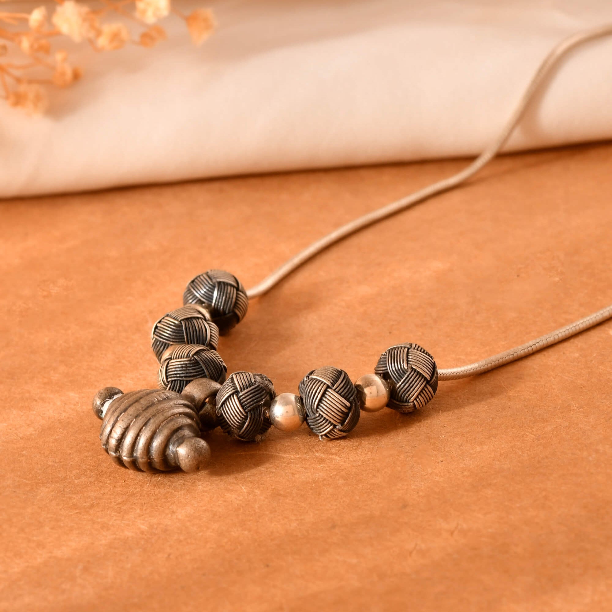 Heritage Silver Bead Necklace - 925 Silver Jewellery Meera Jaipur