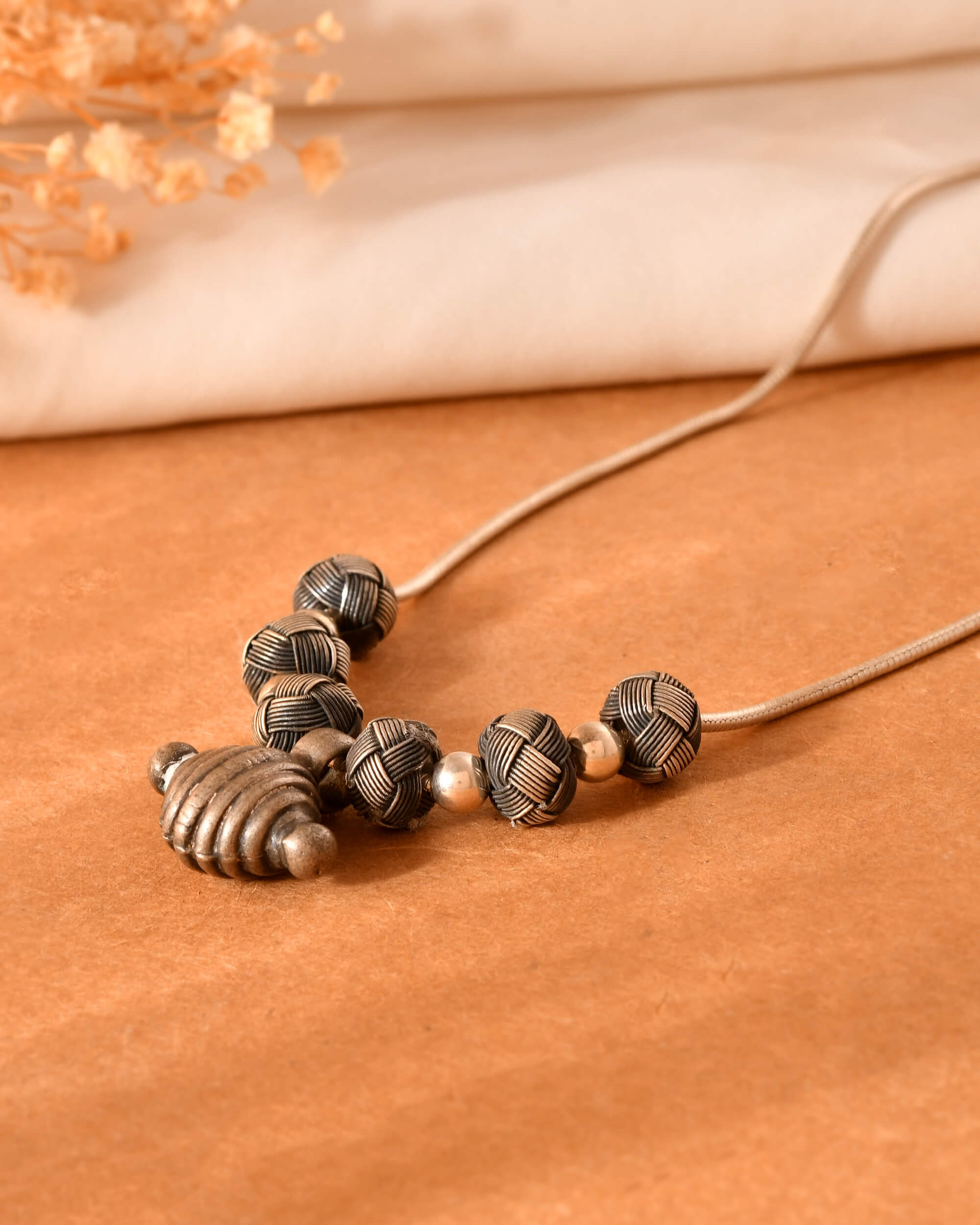 Heritage Silver Bead Necklace - 925 Silver Jewellery Meera Jaipur
