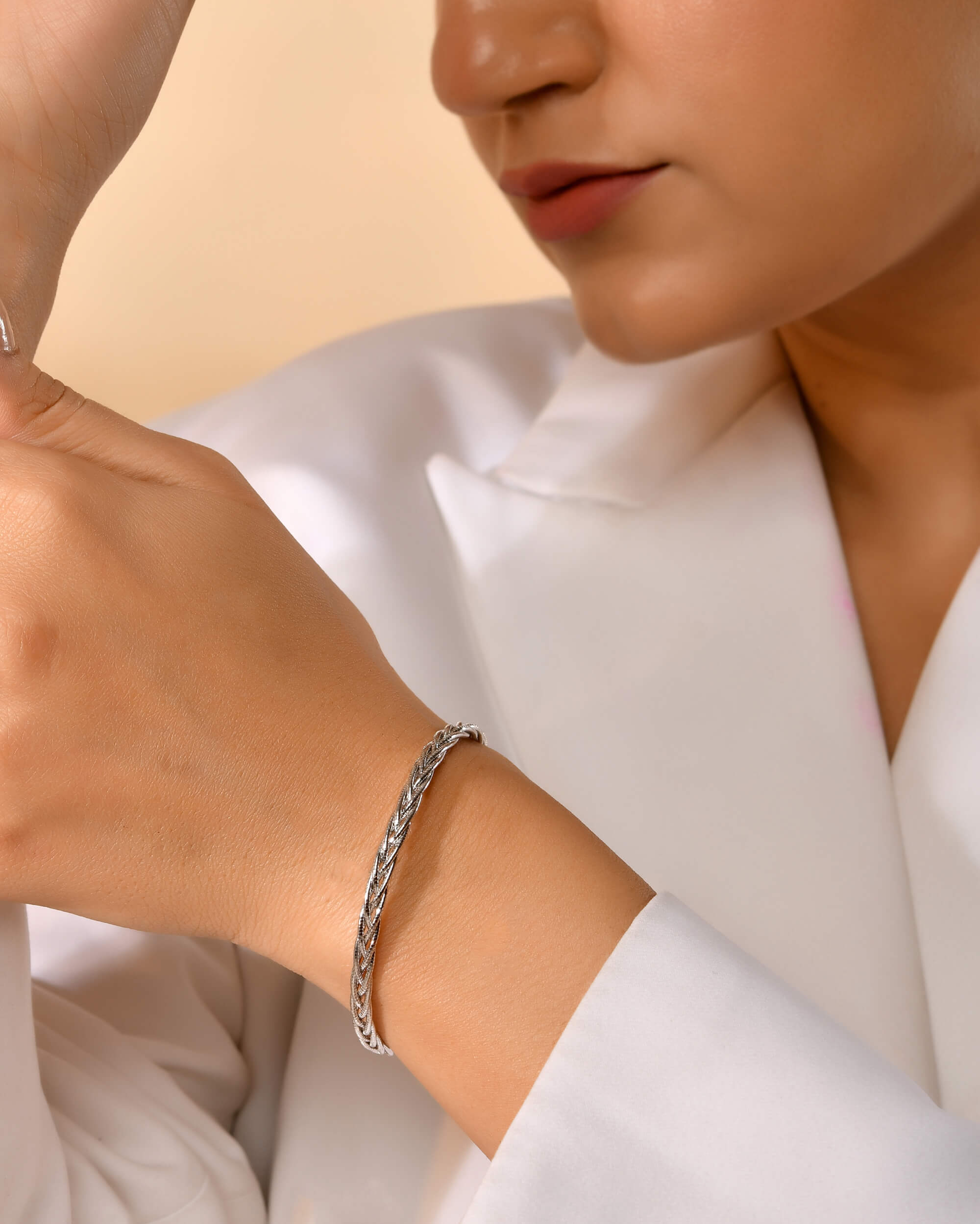 Twisted Pure Silver Bracelet - 925 Silver Jewellery Meera Jaipur